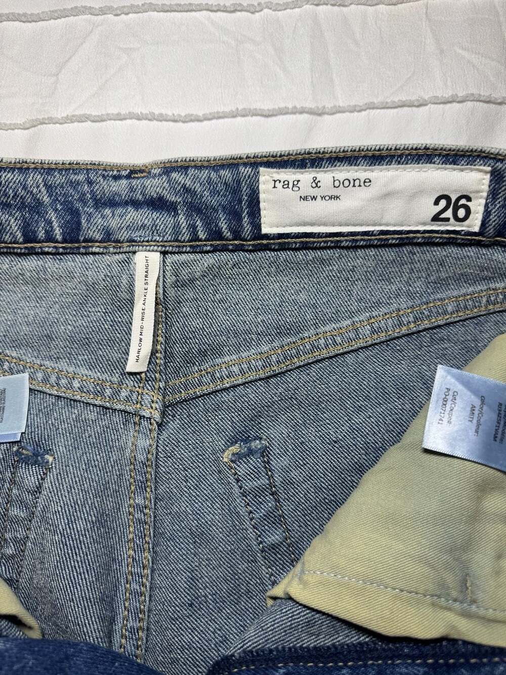 NEW Rag & Bone Harlow Mid-Rise Ankle Straight Jeans in Amity, Size 26 - Picture 5 of 8